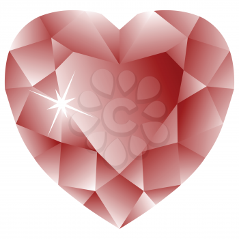 heart shape ruby against white background, abstract vector art illustration