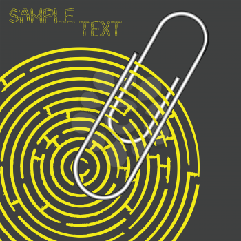 maze and paper clip abstact composition, vector art illustration