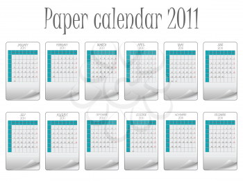 paper calendar 2011 against white background, abstract vector art illustration