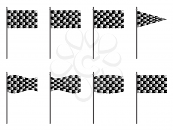 checkered 3d flags against white background, abstract vector art illustration