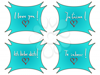 I love you notes against white background, abstract vector art illustration