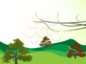 trees landscape, abstract vector art illustration