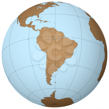 south america on earth, abstract vector art illustration