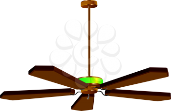 ceiling fan lamp against white background, abstract vector art illustration