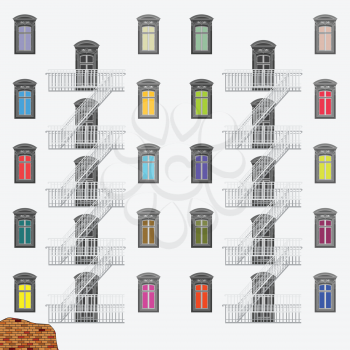 emergency exit ladder, abstract vector art illustration