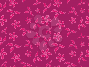 flowers pink pattern, abstract seamless texture; vector art illustration