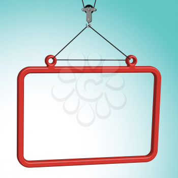 frame hanged on crane hook, abstract vector art illustration