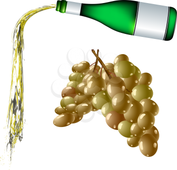 pouring wine and grapes, abstract vector art illustration; image contains gradient mesh and transparency