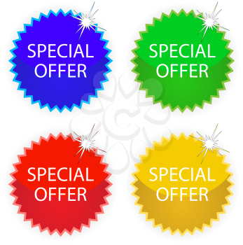 special offer tags against white background, abstract vector art illustration