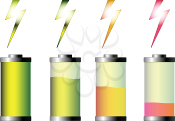 glossy battery icons against white background, abstract vector art illustration; image contains transparency