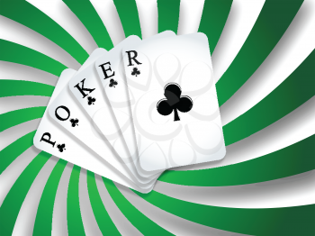 poker background with shadows and green twisted stripes, abstract vector art illustration; image contains transparency