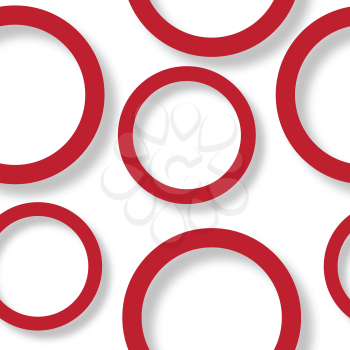 red shadowed circles pattern, abstract seamless texture; vector art illustration