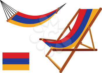 armenia hammock and deck chair set against white background, abstract vector art illustration