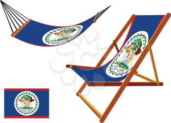 belize hammock and deck chair set against white background, abstract vector art illustration