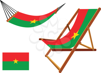 burkina faso hammock and deck chair set against white background, abstract vector art illustration