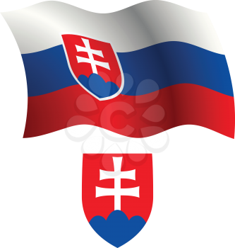 slovakia wavy flag and coat of arm against white background, vector art illustration, image contains transparency