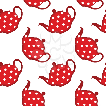 red tea pot pattern, abstract seamless texture, vector art illustration, image contains transparency