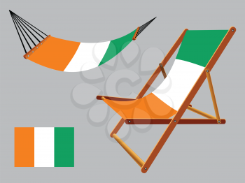 cote d'ivoire hammock and deck chair set against gray background, abstract vector art illustration