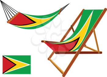 guyana hammock and deck chair set against white background, abstract vector art illustration