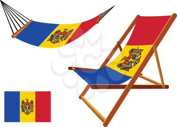 moldova hammock and deck chair set against white background, abstract vector art illustration
