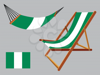nigeria hammock and deck chair set against gray background, abstract vector art illustration