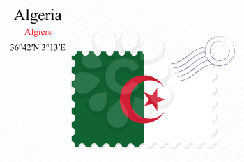 algeria stamp design over stripy background, abstract vector art illustration, image contains transparency