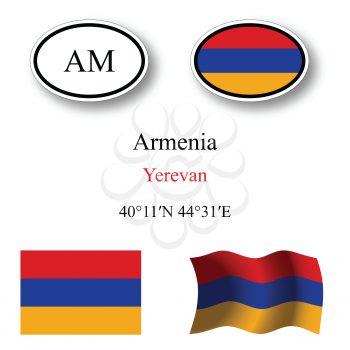 armenia icons set against white background, abstract vector art illustration, image contains transparency