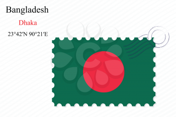 bangladesh stamp design over stripy background, abstract vector art illustration, image contains transparency