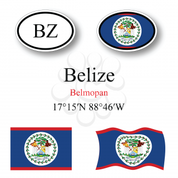 belize icons set against white background, abstract vector art illustration, image contains transparency