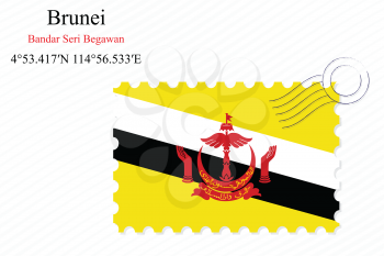 brunei stamp design over stripy background, abstract vector art illustration, image contains transparency