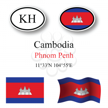 cambodia icons set icons set against white background, abstract vector art illustration, image contains transparency