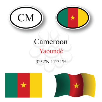 cameroon icons set icons set against white background, abstract vector art illustration, image contains transparency