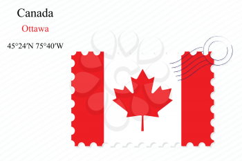 canada stamp design over stripy background, abstract vector art illustration, image contains transparency