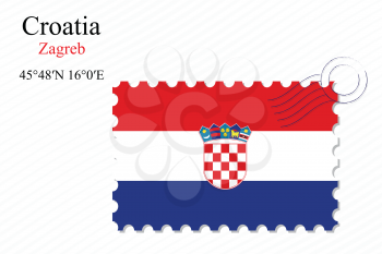 croatia stamp design over stripy background, abstract vector art illustration, image contains transparency