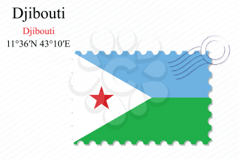 djibouti stamp design over stripy background, abstract vector art illustration, image contains transparency