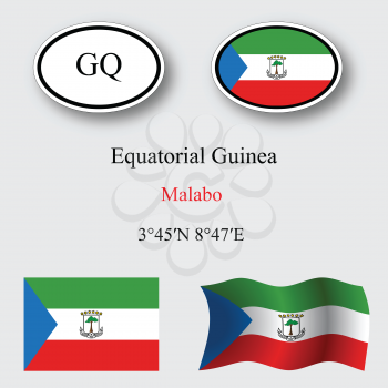 equatorial guinea icons set against gray background, abstract vector art illustration, image contains transparency