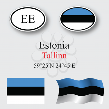 estonia icons set against gray background, abstract vector art illustration, image contains transparency