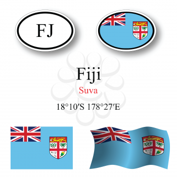 fiji icons set against white background, abstract vector art illustration, image contains transparency