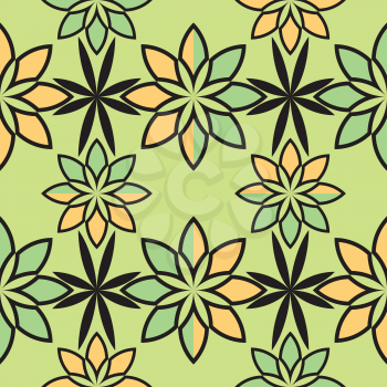 flowers geometric pattern, abstract seamless texture, vector art illustration