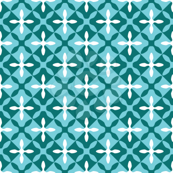 blue geometric crosses pattern, abstract seamless texture, vector art illustration