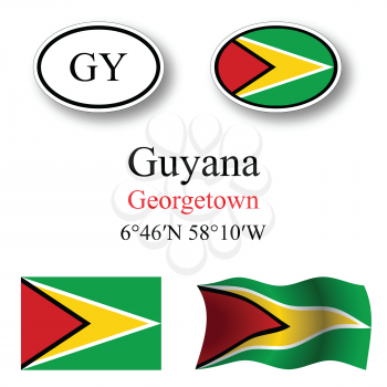 guyana icons set against white background, abstract vector art illustration, image contains transparency