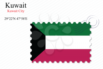 kuwait stamp design over stripy background, abstract vector art illustration, image contains transparency