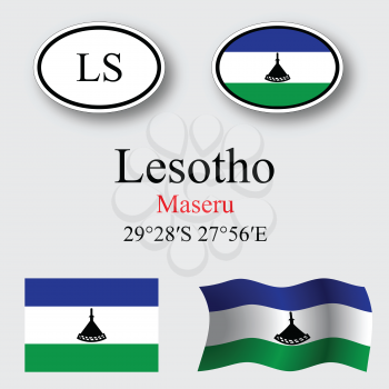lesotho icons set against gray background, abstract vector art illustration, image contains transparency