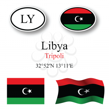 libya icons set against white background, abstract vector art illustration, image contains transparency
