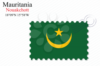 mauritania stamp design over stripy background, abstract vector art illustration, image contains transparency