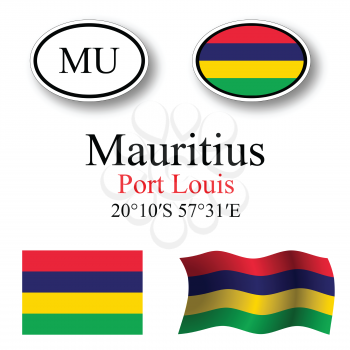mauritius icons set against white background, abstract vector art illustration, image contains transparency