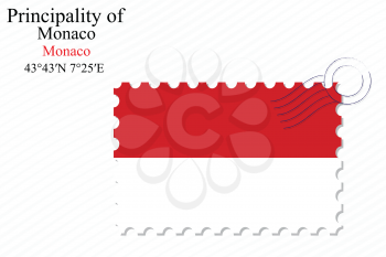 principality of monaco stamp design over stripy background, abstract vector art illustration, image contains transparency