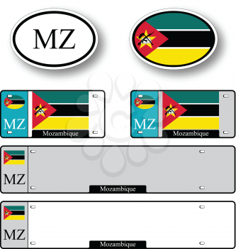 mozambique auto set against white background, abstract vector art illustration, image contains transparency