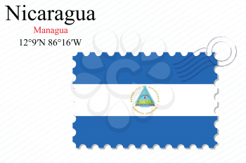 nicaragua stamp design over stripy background, abstract vector art illustration, image contains transparency