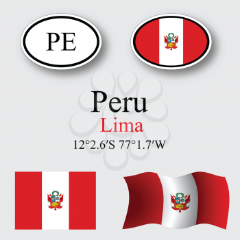 peru icons set against gray background, abstract vector art illustration, image contains transparency